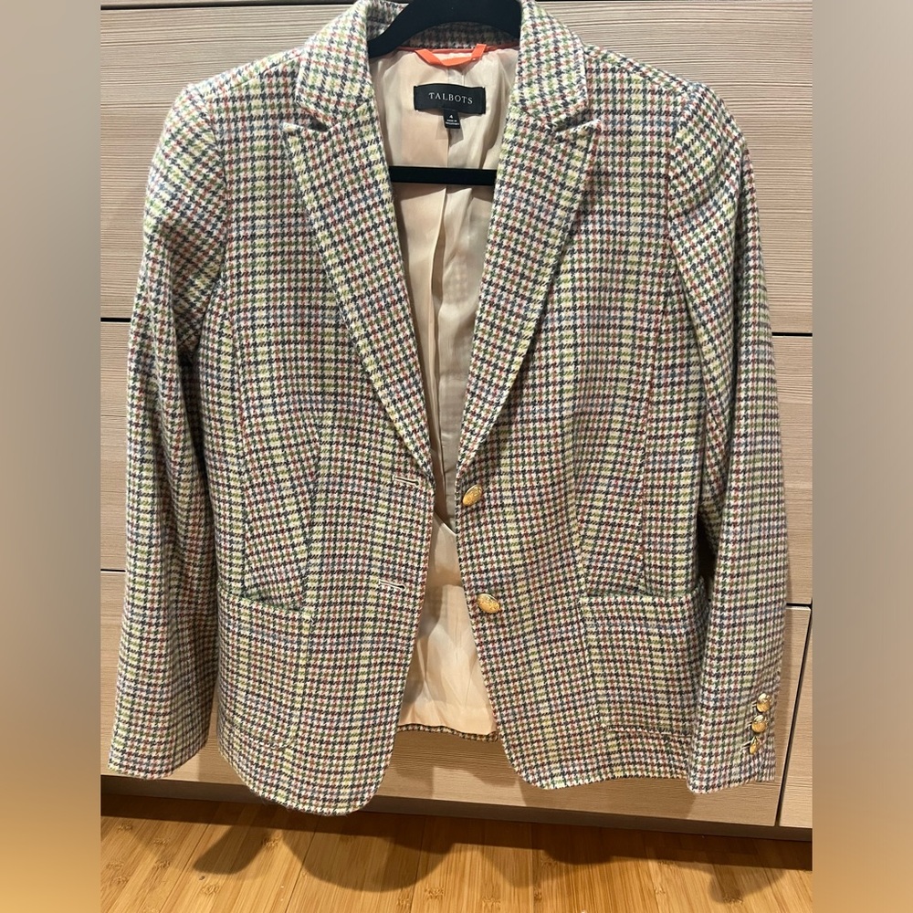Green and Blue Plaid Talbots Blazer. Still in perfect condition. Never been worn